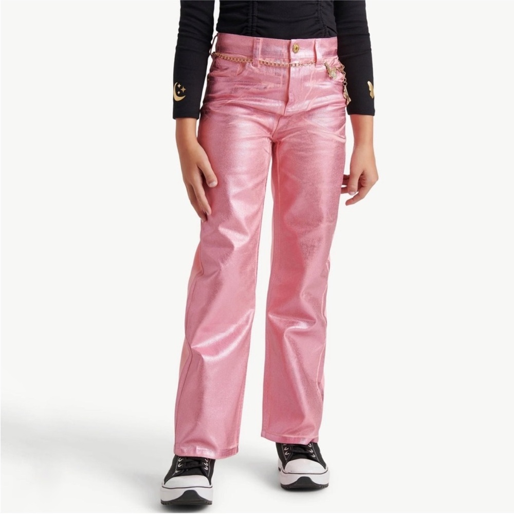 Justice x Wicked Pink Metallic Jeans